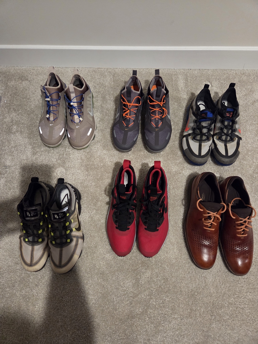 Mixed Men's Sneakers + Brown Dress Shoes - Red, Gray, Tan, Brown